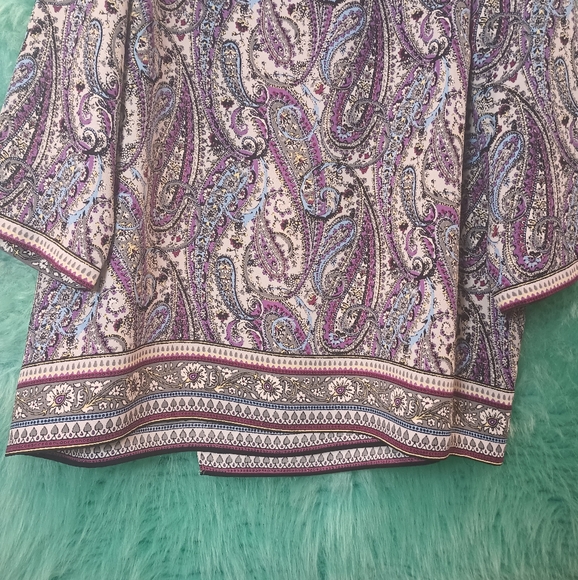 J. jill Purple Blue Gray and Yellow layered 3/4 Sleeve Blouse Size XL - Picture 11 of 13